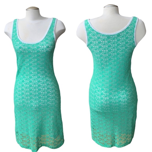 NWOT Silvian Heach Green Bodycon Crochet Sleeveless Dress Size XS - Picture 6 of 15